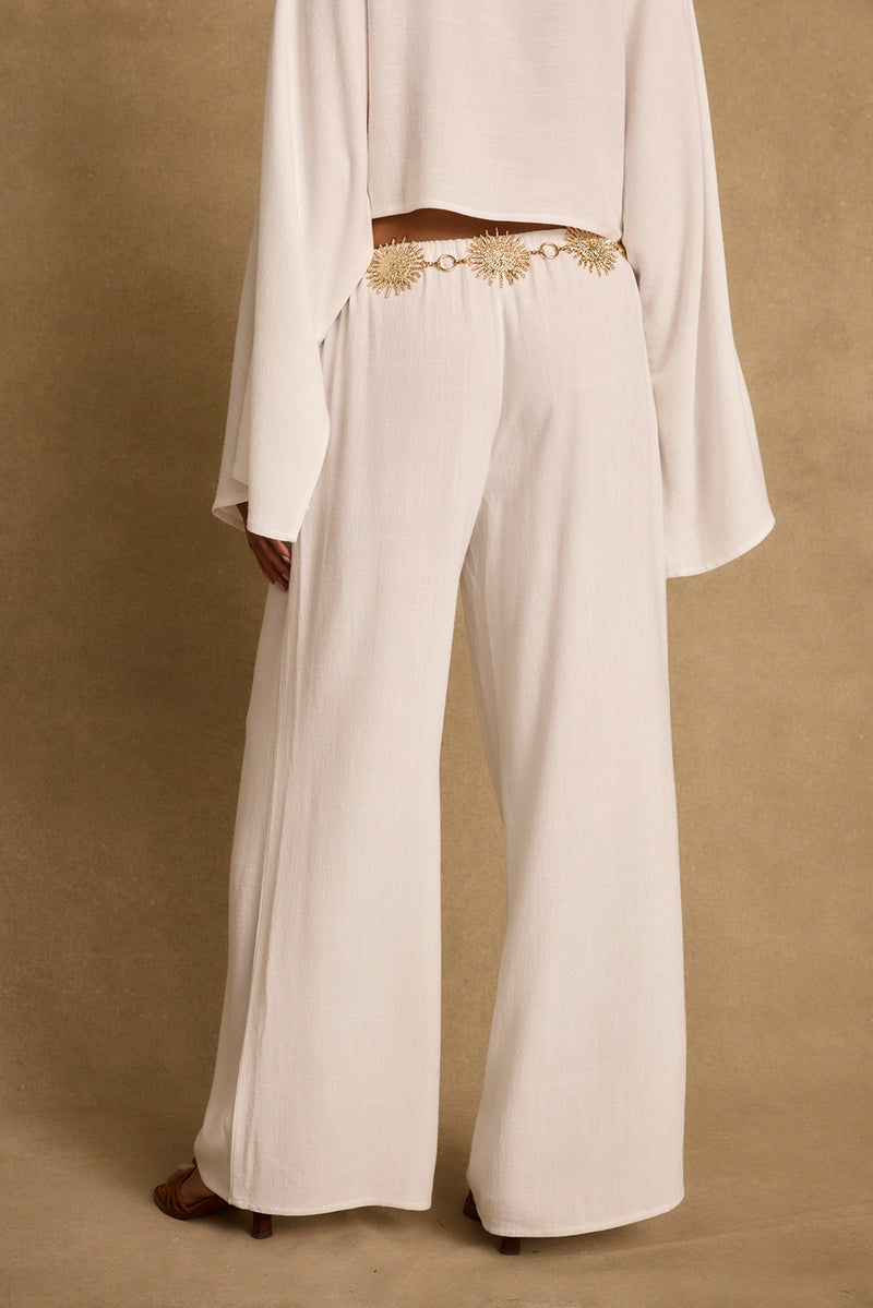 Clear Breeze White Linen Pants