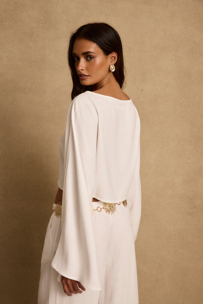 Clear Breeze White Linen Top