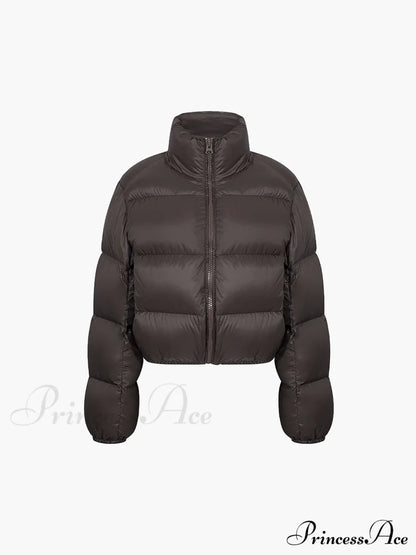 Cocoa Bean Stand Trendy Collar Quilted Puffer Coat Coats-L