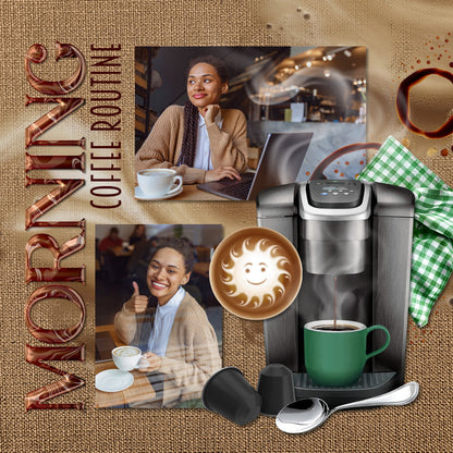 Cozy up your digital scrapbooking pages with these realistic coffee-inspired embellishments, papers, easy photo masks, and clusters by Lucky Girl Creative digital art. Great for coffee shops, time with girlfriends, morning coffee, and more! Embellishments include apron, cookie, bakery, bread loaf, donut, pastry, hot cocoa, hot chocolate, beverage, coffee cup, coffee mug, iced coffee, drink, bottle, table, cafe, chocolate, splash, coffee bag, coffee beans, branch, cappuccino, latte, coffee cart.