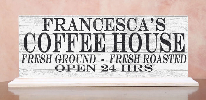COFFEE HOUSE Coffee Bar Sign PERSONALIZED Open 24 Hours With Custom Name - Broad Bay Personalized Gifts Shipped Fast