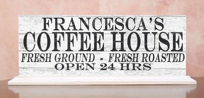 COFFEE HOUSE Coffee Bar Sign PERSONALIZED Open 24 Hours With Custom Name - Broad Bay Personalized Gifts Shipped Fast