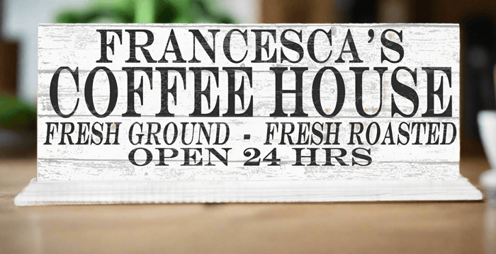 COFFEE HOUSE Coffee Bar Sign PERSONALIZED Open 24 Hours With Custom Name - Broad Bay Personalized Gifts Shipped Fast