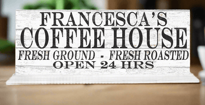 COFFEE HOUSE Coffee Bar Sign PERSONALIZED Open 24 Hours With Custom Name - Broad Bay Personalized Gifts Shipped Fast