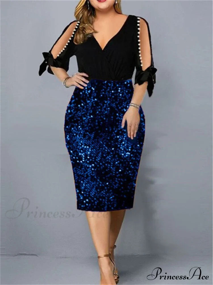 Cold Shoulder Graceful Striped Cropped Sweater Blue / S Dresses