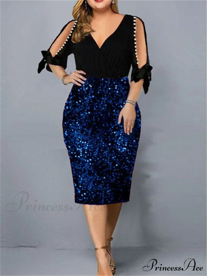 Cold Shoulder Graceful Striped Cropped Sweater Blue / S Dresses
