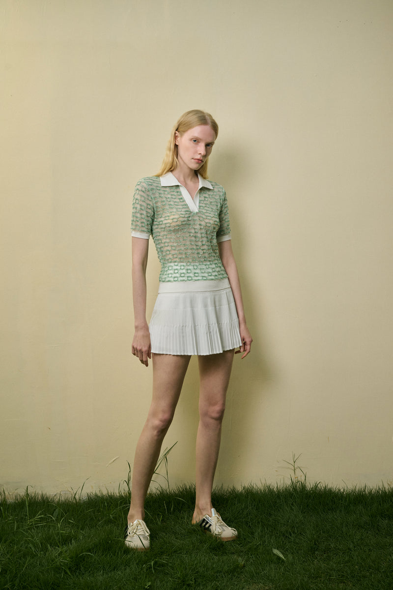 Collared semi-sheer top