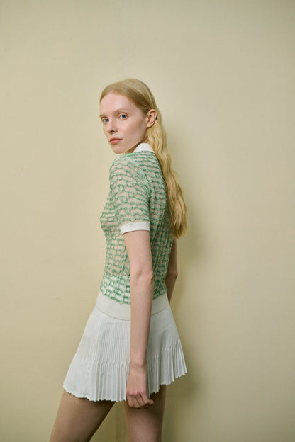 Collared semi-sheer top