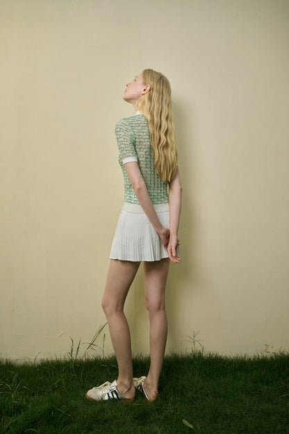 Collared semi-sheer top