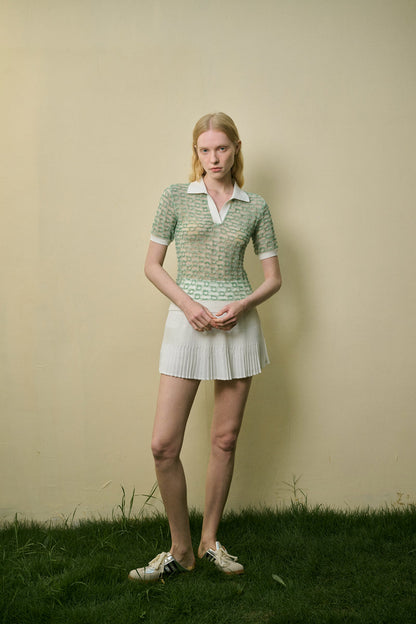 Collared semi-sheer top