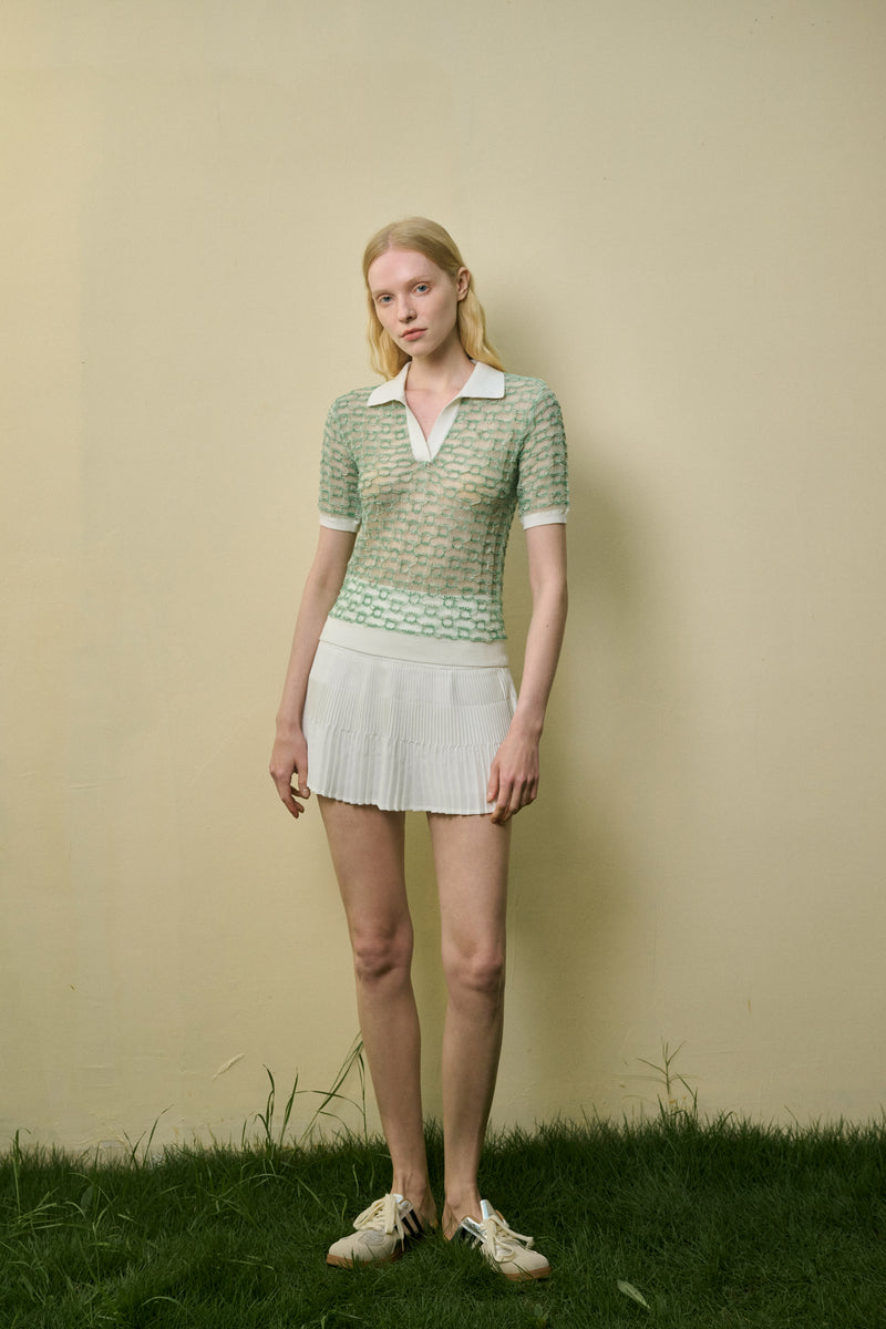 Collared semi-sheer top