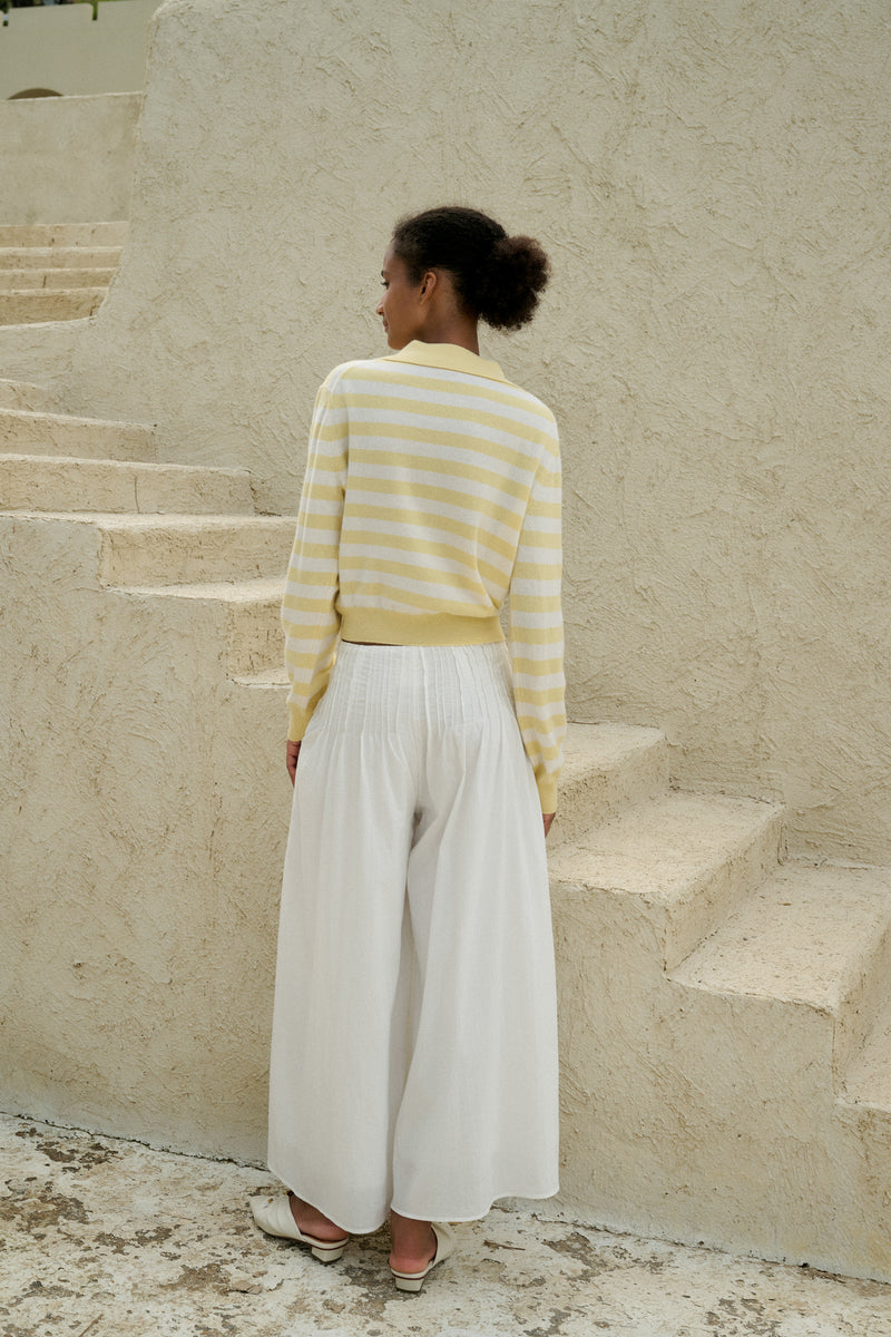 Collared striped wool sweater