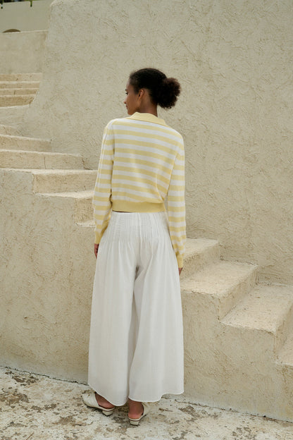 Collared striped wool sweater