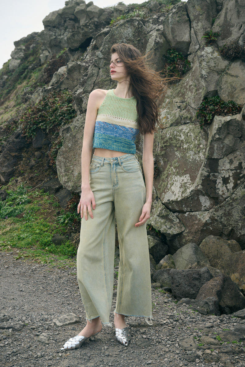 Colorblock cropped tank