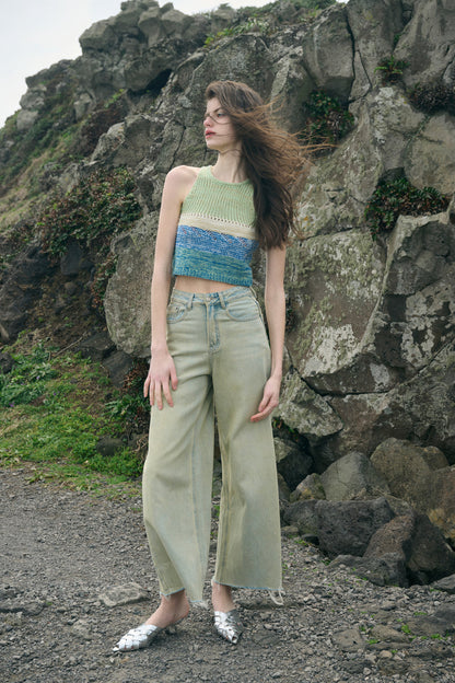 Colorblock cropped tank
