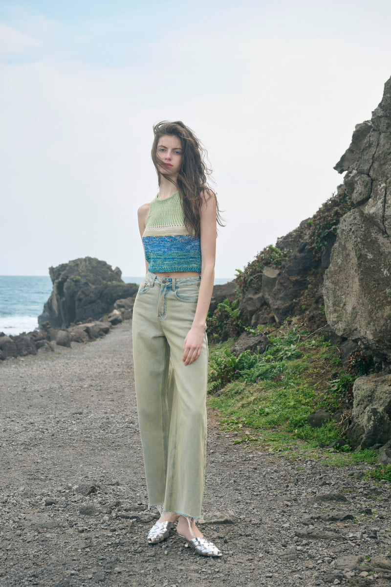 Colorblock cropped tank