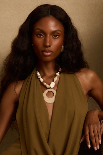 Coral Gold Beaded Necklace