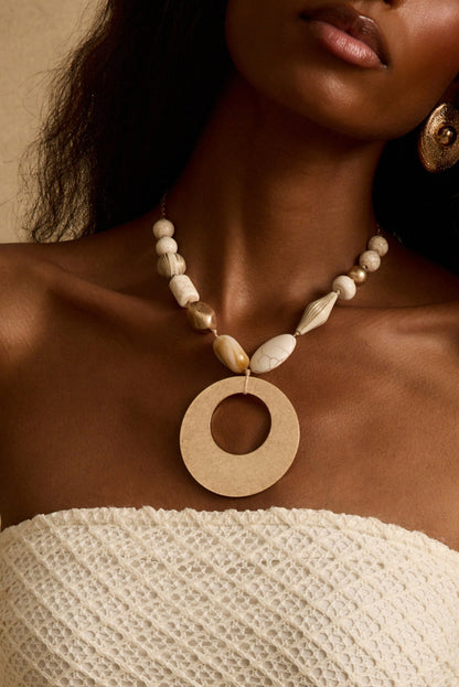 Coral Gold Beaded Necklace