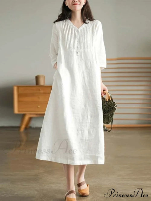 Cotton And Graceful Linen Dress