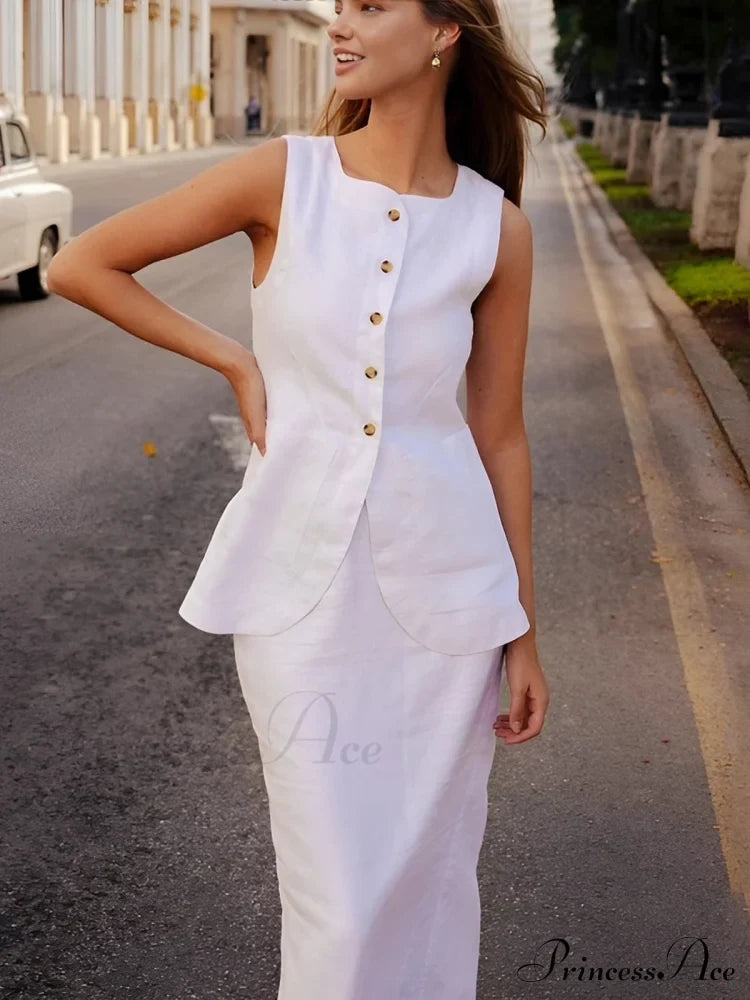 Cotton Blends Graceful Skirt Set Sets