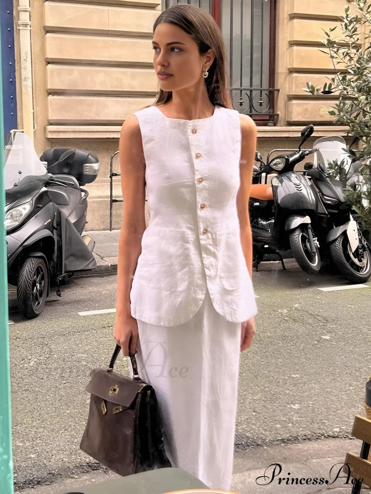 Cotton Blends Graceful Skirt Set Sets