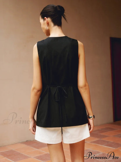 Cotton & Graceful Linen Button-Front Vest Vests