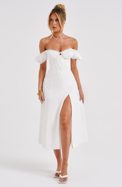 Courtney Midi Dress - Ivory Dress Babyboo Fashion Premium Exclusive Design