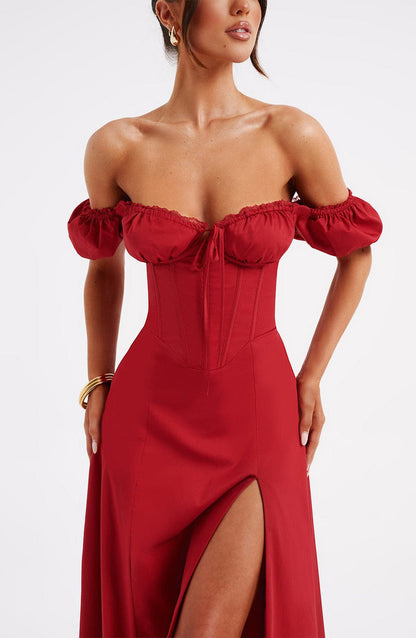 Courtney Midi Dress - Red Dress Babyboo Fashion Premium Exclusive Design