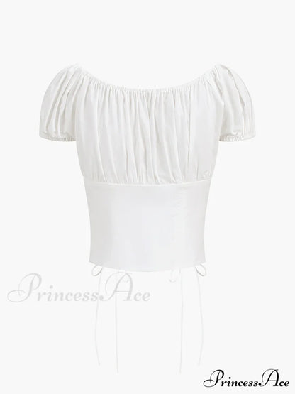Cowgirl Aesthetics Drawstring Trendy Corset Crop Top Blouses