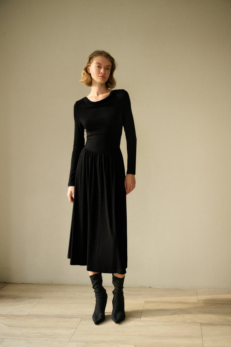 Cowl neck midi dress