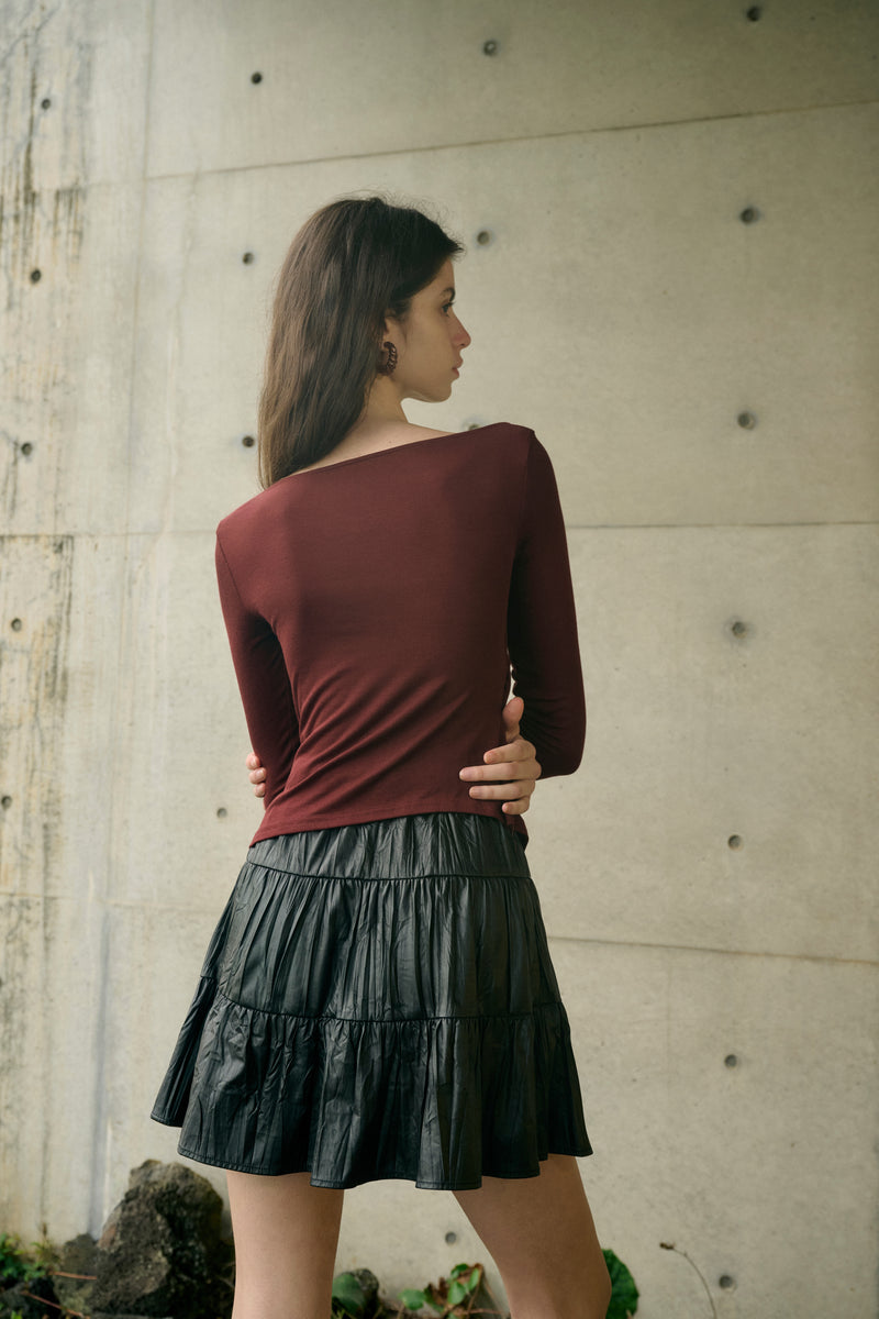 Crinkled A-line skirt