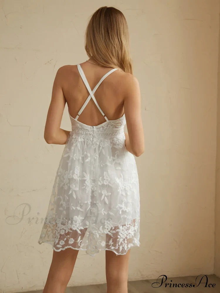 Criss Cross Double Trendy Layers Backless Short Dress Dresses