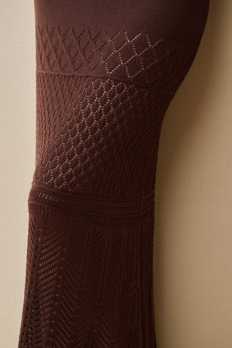 Crochet detailed vest & open knit skirt