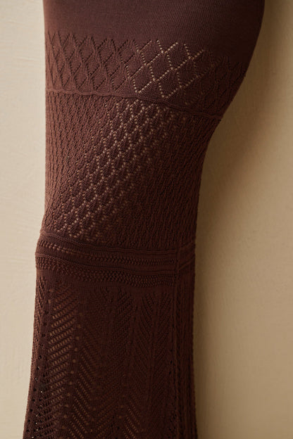 Crochet detailed vest & open knit skirt