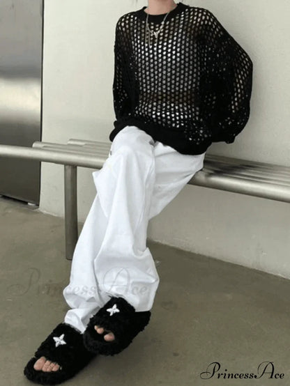 Crochet Long Sleeve Trendy Maxi Beach Dress Sweaters