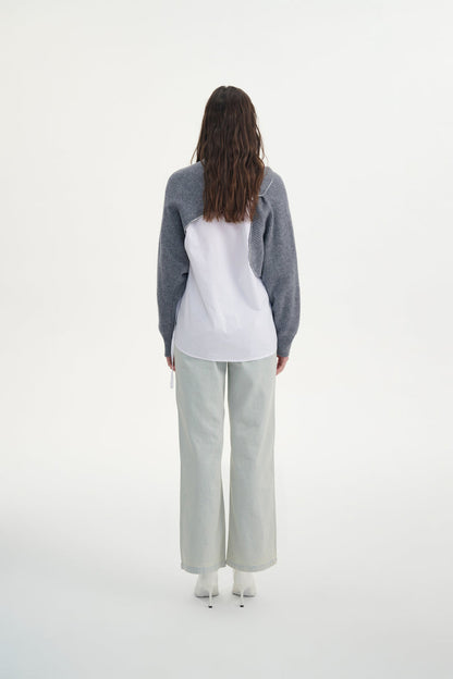 Cropped asymmetrical sweater
