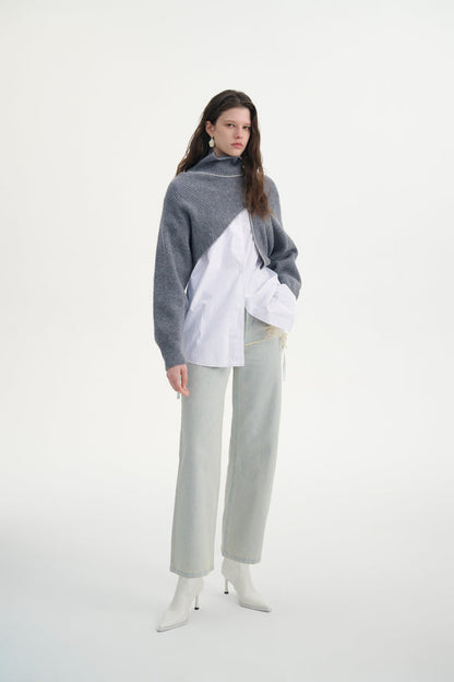 Cropped asymmetrical sweater