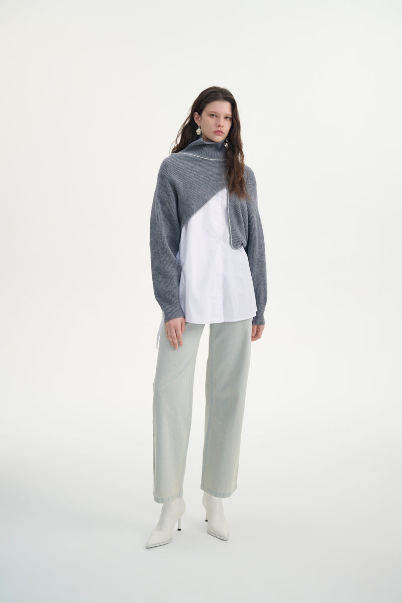 Cropped asymmetrical sweater