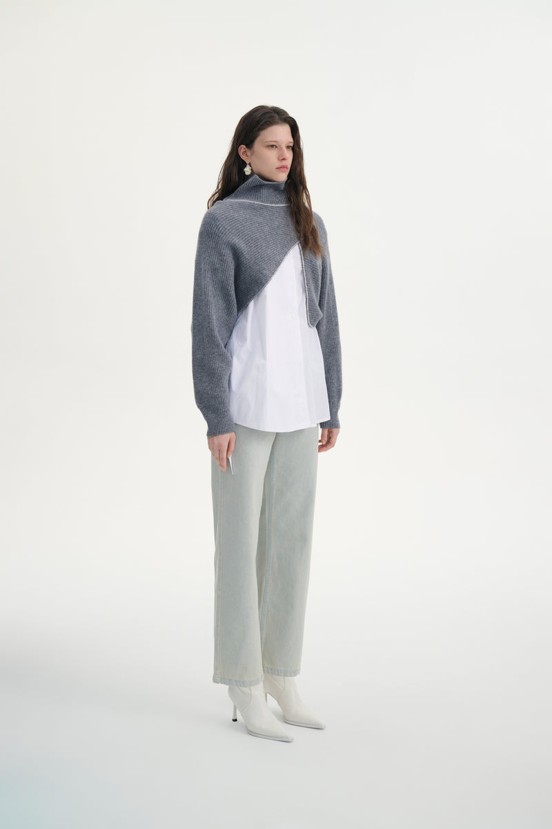 Cropped asymmetrical sweater