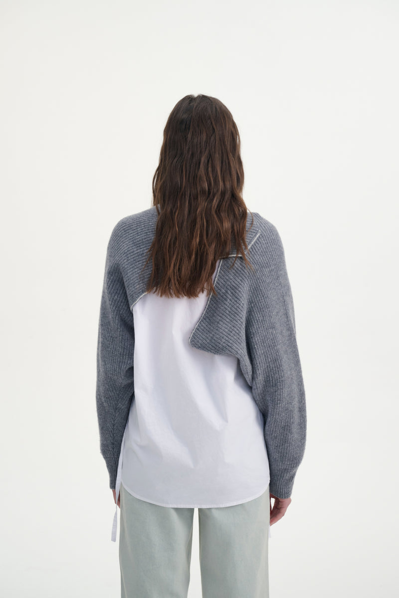 Cropped asymmetrical sweater