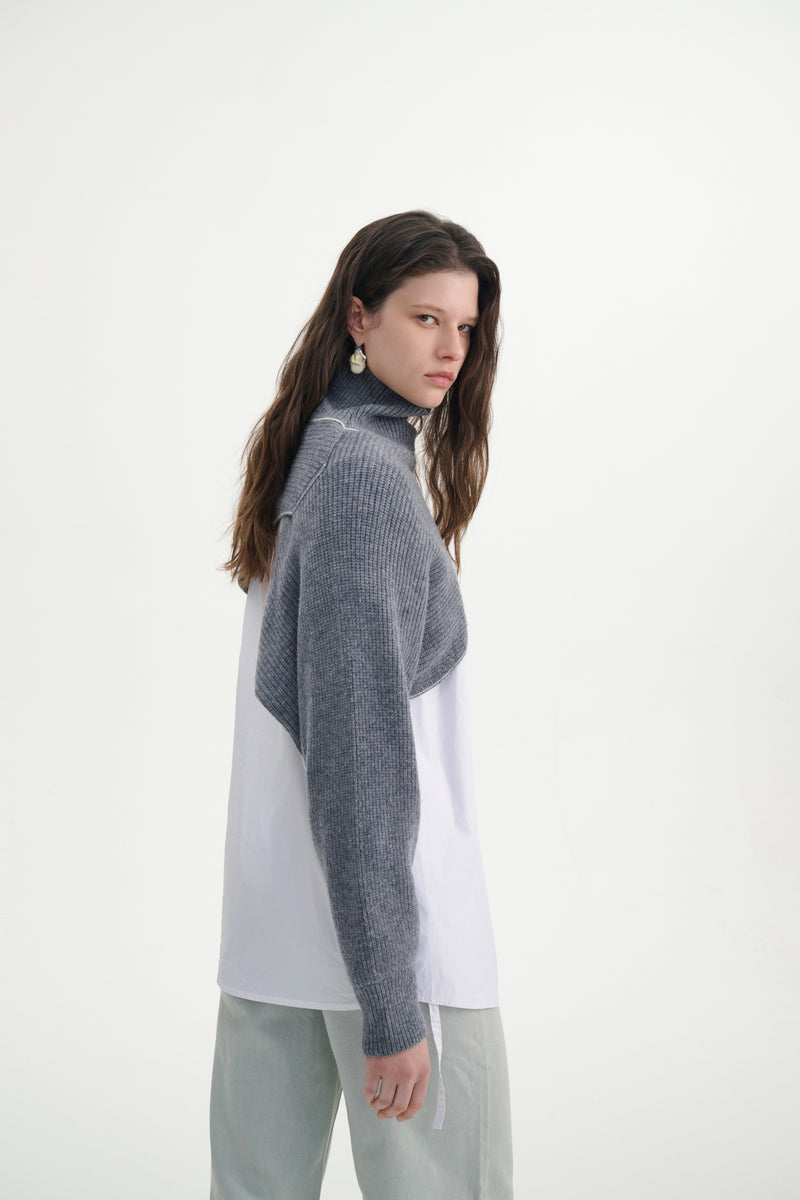 Cropped asymmetrical sweater