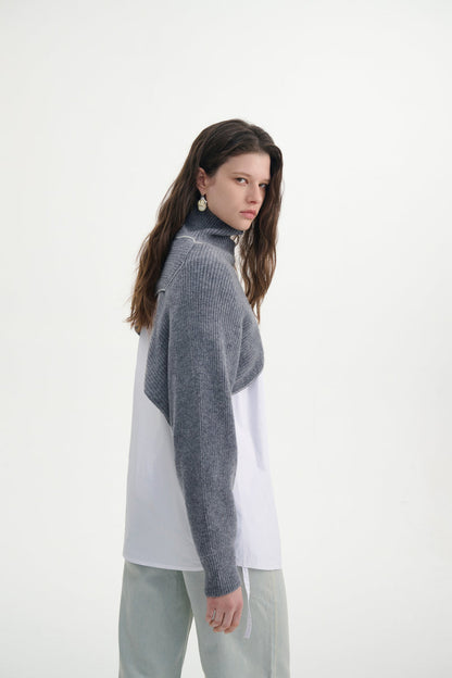 Cropped asymmetrical sweater