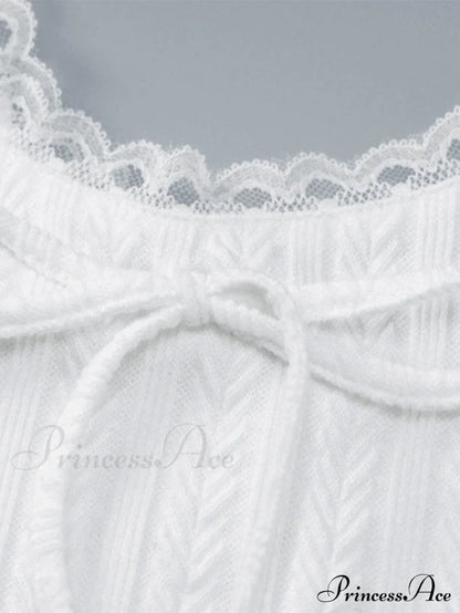 Cropped Lace Trim Trendy Rib Cami Top Tops&Tees
