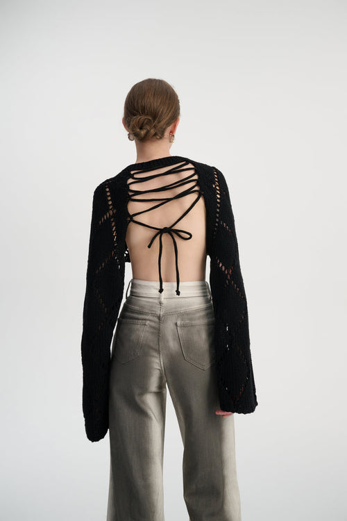Cropped open back sweater