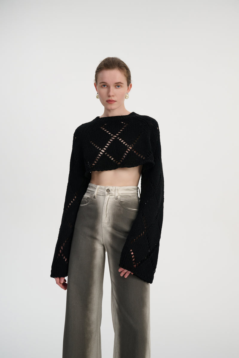 Cropped open back sweater