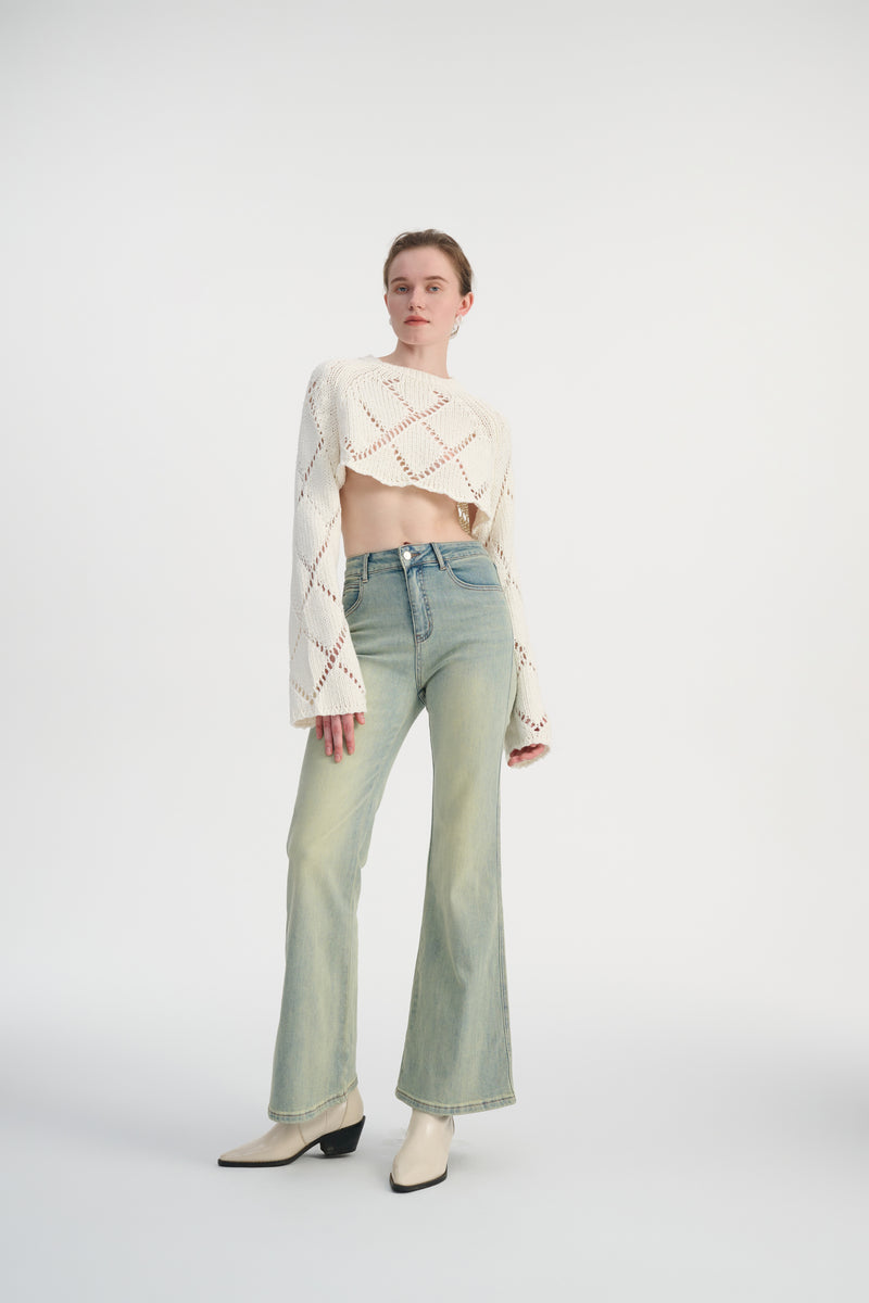 Cropped open back sweater
