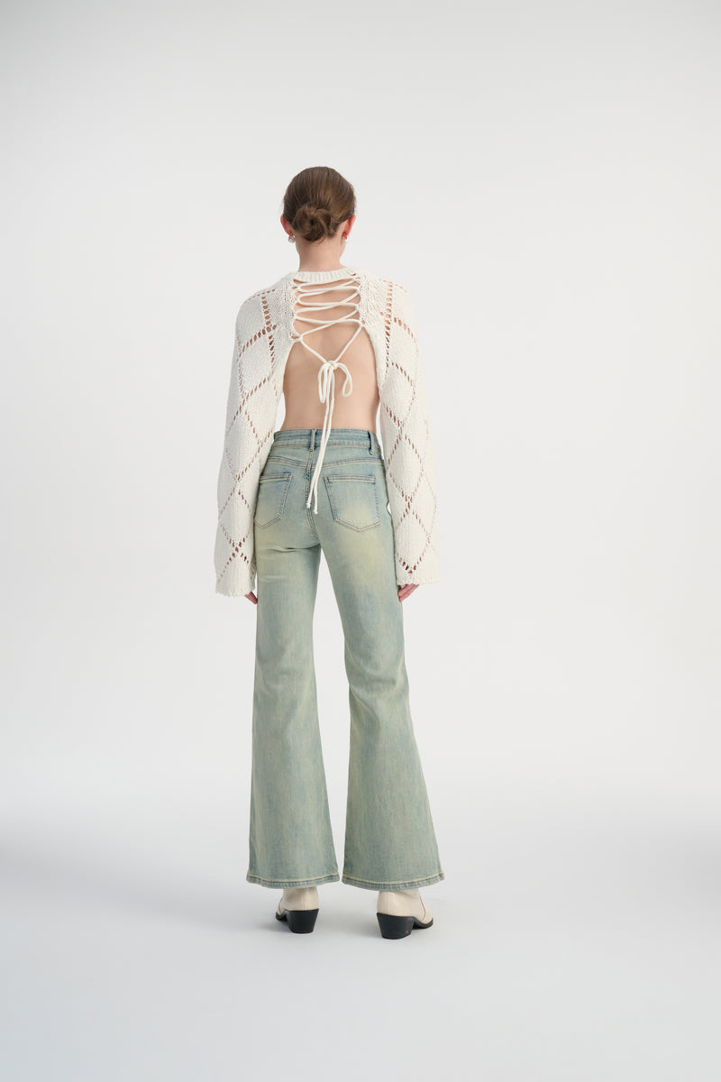 Cropped open back sweater