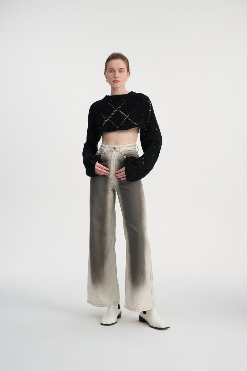 Cropped open back sweater