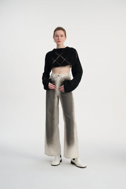 Cropped open back sweater