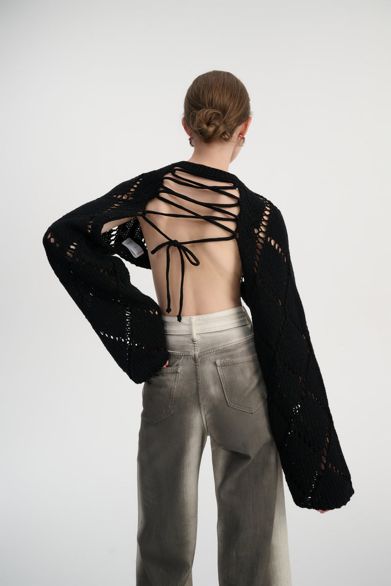 Cropped open back sweater